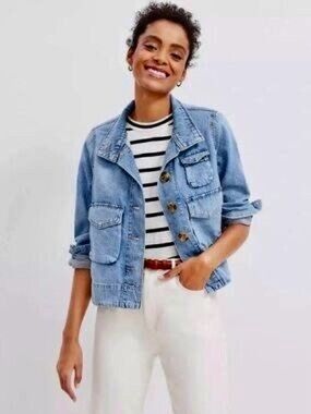 LOFT Denim Trucker Jacket utility jacket oversized cropped
